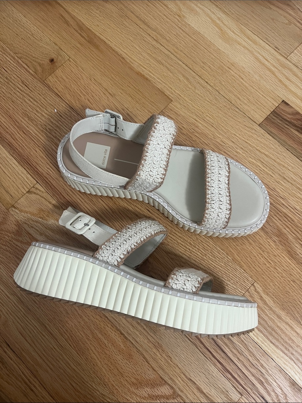 Dolce Vita Cream Woven Platform Sandals